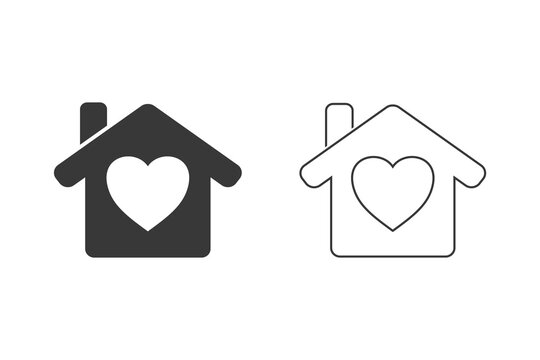 Home with heart icon set vector illustration