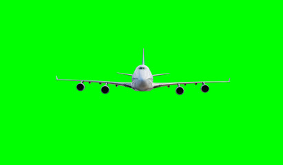 Airplane isolate on green screen  background 