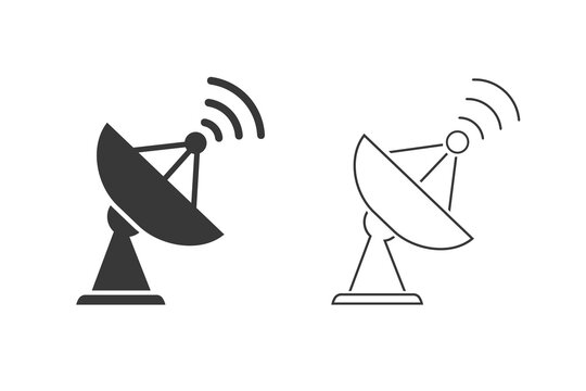 Satellite vector icon set, wireless satellite icon sign