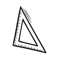 Hand drawn ruler triangle, school, office items isolated on a white background. Doodle, simple outline illustration. It can be used for decoration of textile, paper.