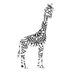 giraffe illustration .wild african giraffe animal silhouette coloring page 