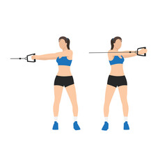 Fototapeta na wymiar Woman doing Cable core rotation exercise. Flat vector illustration isolated on white background