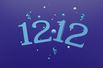 Abstract background for online and shopping concept. Blue 12.12 alphabet letters on blue background. 3d rendering illustration
