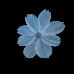 Art illustration of a beautiful flower in blue shades