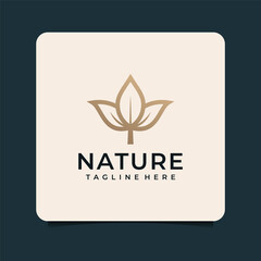 Golden flower nature logo vector. Logo can be used for icon, brand, identity, salon, floral, beauty, lotus, and spa