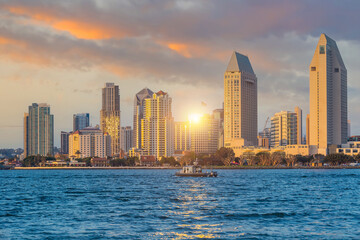 Fototapeta na wymiar Downtown San Diego city skyline cityscape of USA
