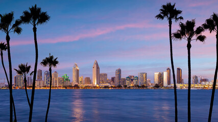 Downtown San Diego city skyline cityscape of USA