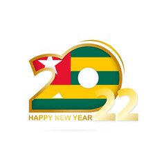 Year 2022 with Togo Flag pattern. Happy New Year Design.