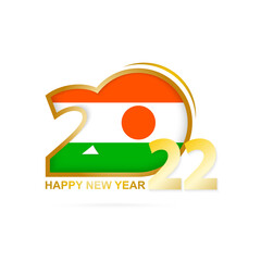 Year 2022 with Niger Flag pattern. Happy New Year Design.