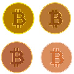 Vector set of bitcoin cryptocurrency icon. Set with 4 different color options. 