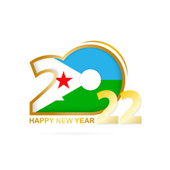 Year 2022 with Djibouti Flag pattern. Happy New Year Design.