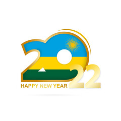 Year 2022 with Rwanda Flag pattern. Happy New Year Design.