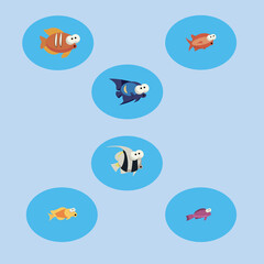 set of cartoon fish for kids
