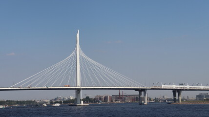 Fototapeta na wymiar newly built bridge in Saint Petersburg