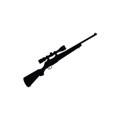 sniper rifle silhouette hunting gun design vector - obrazy, fototapety, plakaty