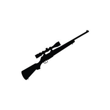 sniper rifle silhouette hunting gun design vector