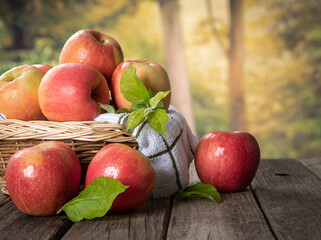 Fresh Red Apples on a Wooden Table