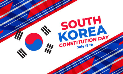 Constitution Day or Jeheonjeol in South Korea is observed on 17 July. (Translate: Constitution Day). Poster, card, banner, background design. 