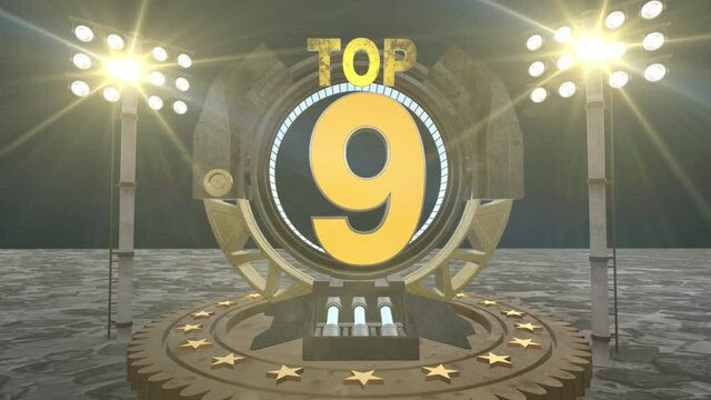 Count down on the stage and the 10 to 1 with the stadium lights. Useful for top ten review videos. not real time Each number will come up from the bottom of the stage. Suitable for movie awards or cel