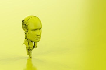 single color neon yellow ai robot