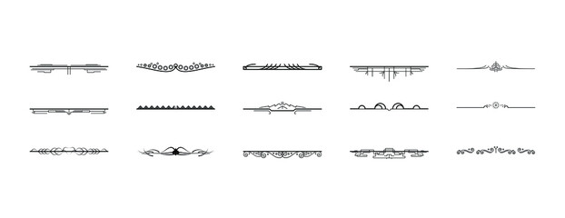 Set Black Simple Line Collection Doodle Border Decorative Elements Vector Design Style Sketch Isolated Illustration For Banner