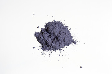 Clitoris (clitoria ternatea) blue matcha tea powder isolated on white background