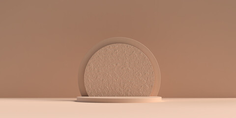 Beige Beauty products Stand or podium pedestal set for Cosmetic and skincare Packaging mockup minimal design on Beige pastel background.concept cosmetic product.3d render.
