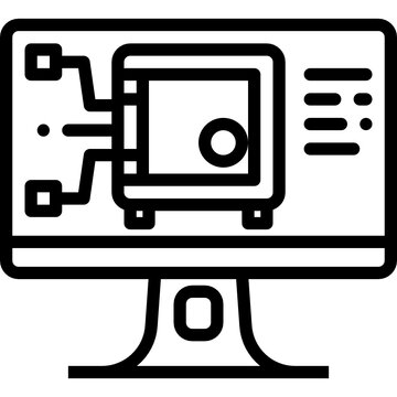 computer screen with safe icon clip art preview