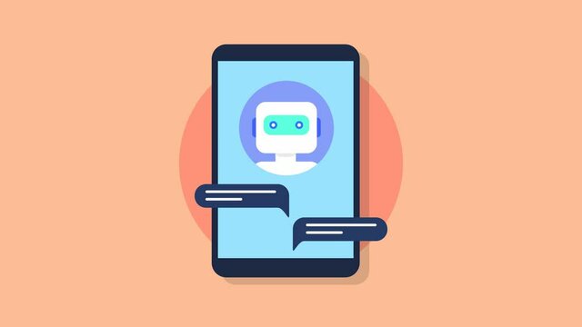 Chatbot communication, Chat bot taking answer messages - conceptual 2d animation video clip