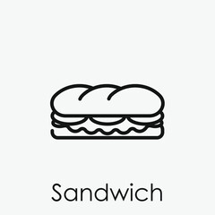 Sandwich vector icon. Editable stroke. Symbol in Line Art Style for Design, Presentation, Website or Apps Elements, Logo. Pixel vector graphics - Vector