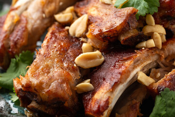 Chinese Pork ribs with peanuts and coriander