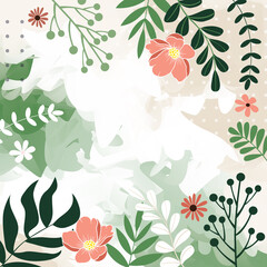 Design banner frame flower Spring background with beautiful. flower background for design. Colorful background with tropical plants. Place for your text.