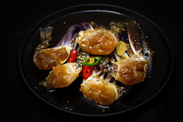 Korean food Raw crabs marinated in soy sauce which is called Ganjang-gejang