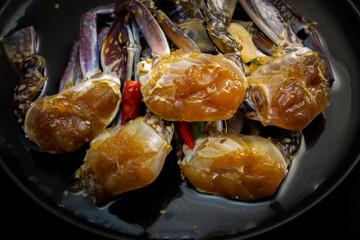 Korean food Raw crabs marinated in soy sauce which is called Ganjang-gejang