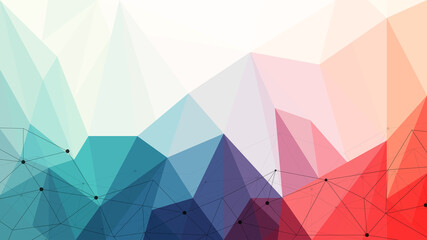 Colorful geometric background. Polygonal with connecting dots and lines. 