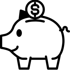 piggy bank solid line icon