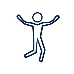 Young Man Jumping Thin Line Icon- stock illustration