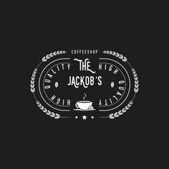 vintage retro silhouette coffee shop emblem label badge stamp logo with coffee beans and