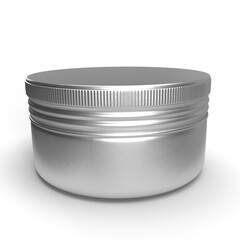 3d rendered metal tin over white background - 443230705