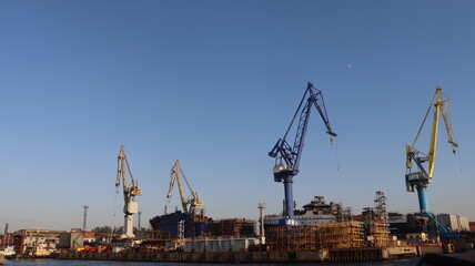 city industria lport view with cranes