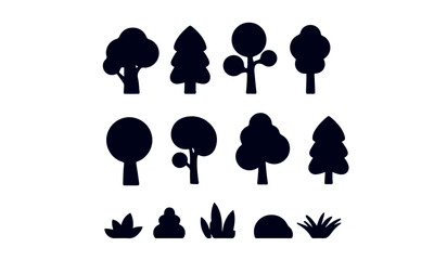 Trees Set icons vector design