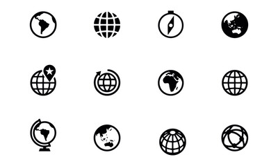  A set of sixteen globe related icons