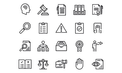 Compliance and Regulations Related Vector Line Icons