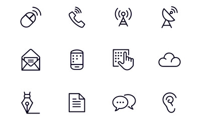  Communication flat simple icons set