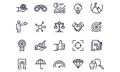 Core Values Related Vector Line Icons