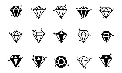Diamond vector icon set
