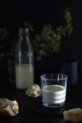 Milk and white bread in low key