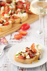 Italian bruschetta with tomatoes and mozzarella