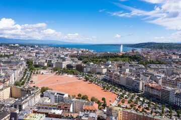 Obraz premium Aerial view of plainpalais in Geneva - Switzerland