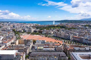 Aerial view of  plainpalais in Geneva - Switzerland